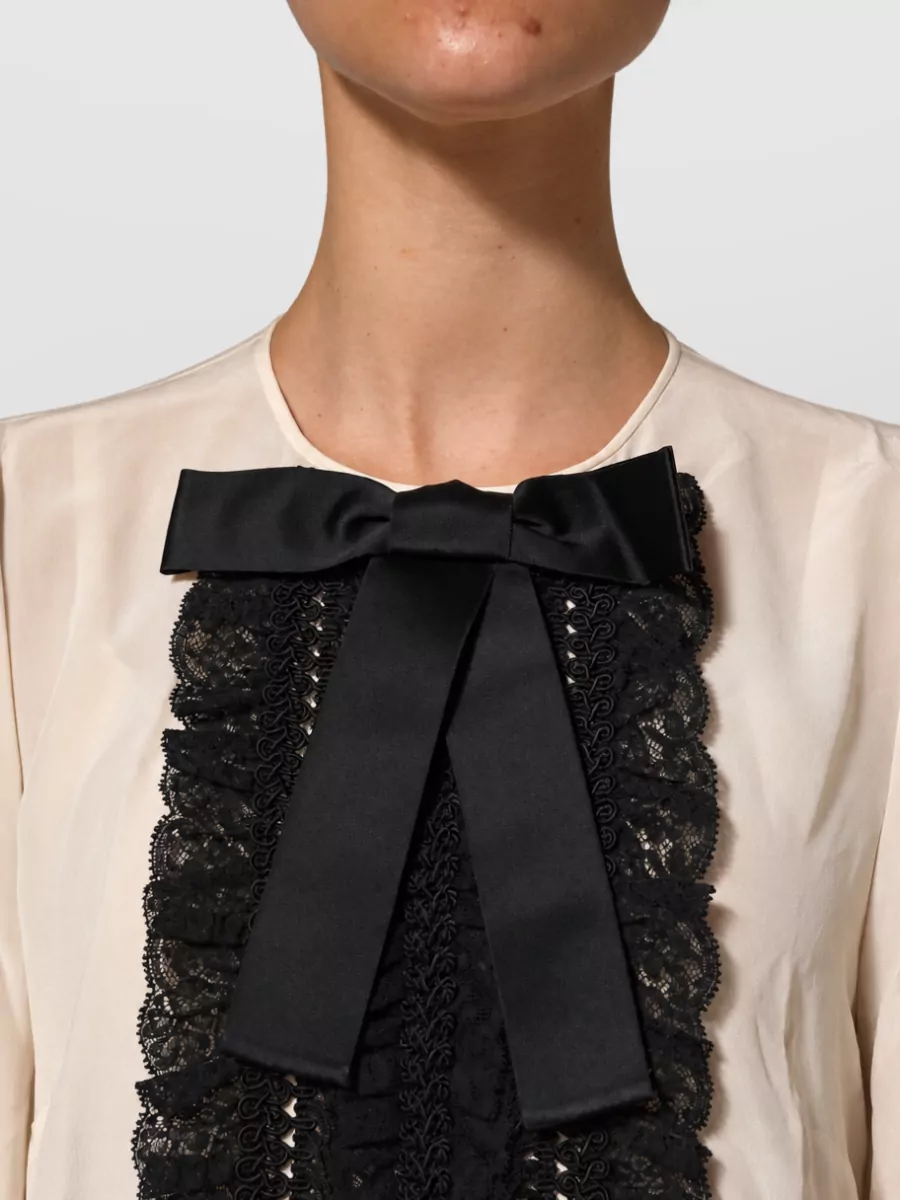 Dolce&Gabbana Silk Lace Short-Sleeve Blouse