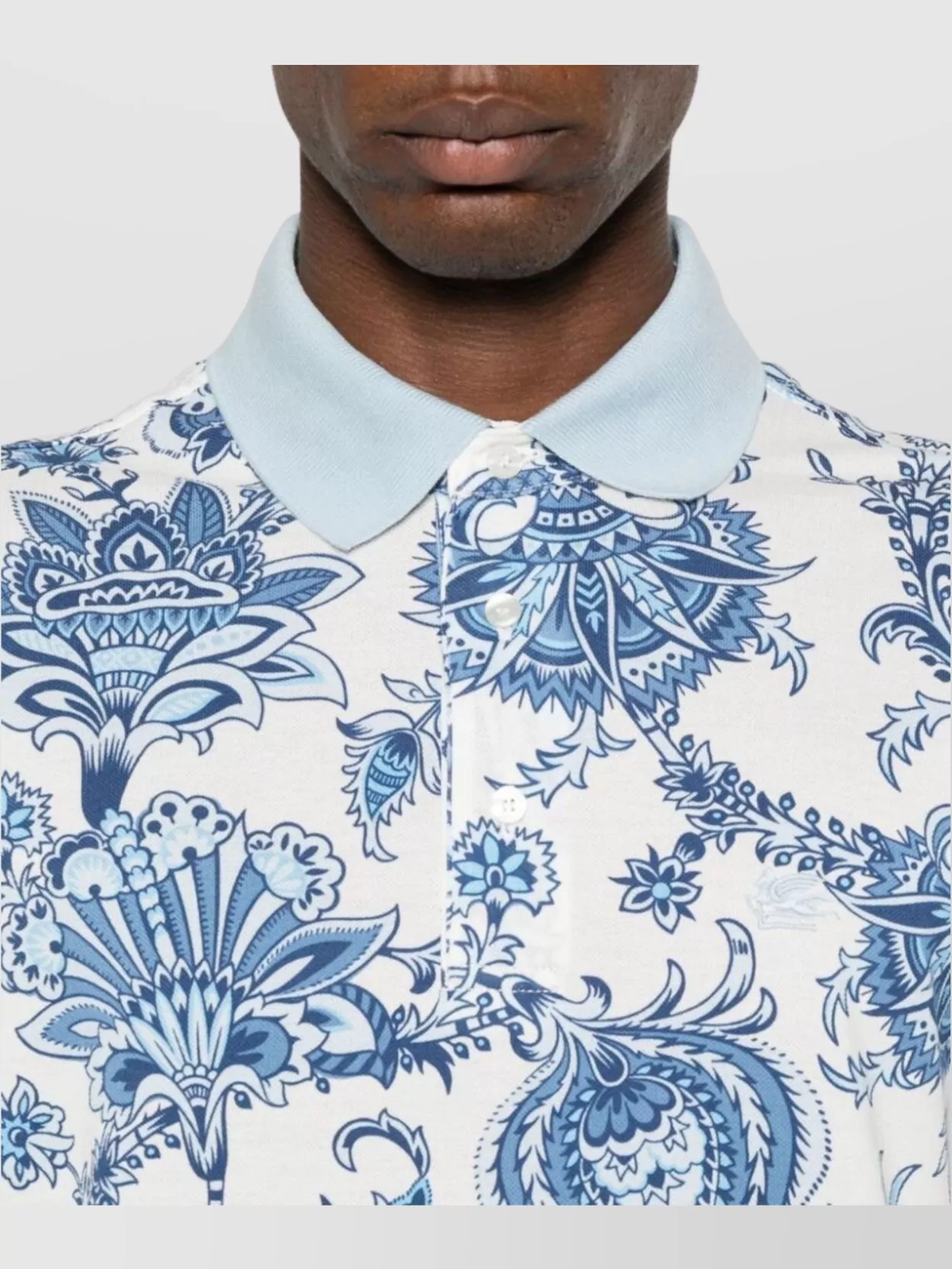 Etro Floral Pattern Polo Shirt With Contrasting Collar