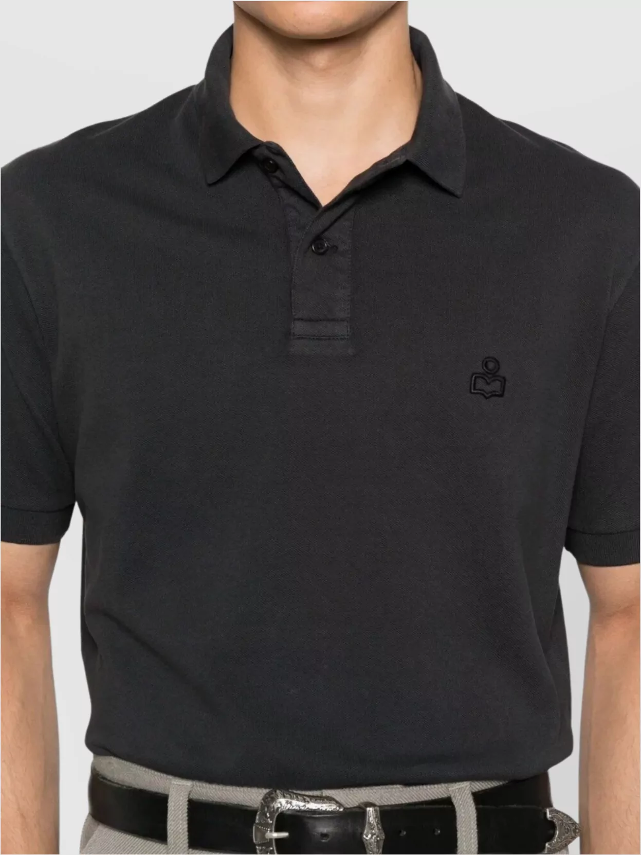 Isabel Marant Organic Cotton Polo T-shirt With Short Sleeves In Black