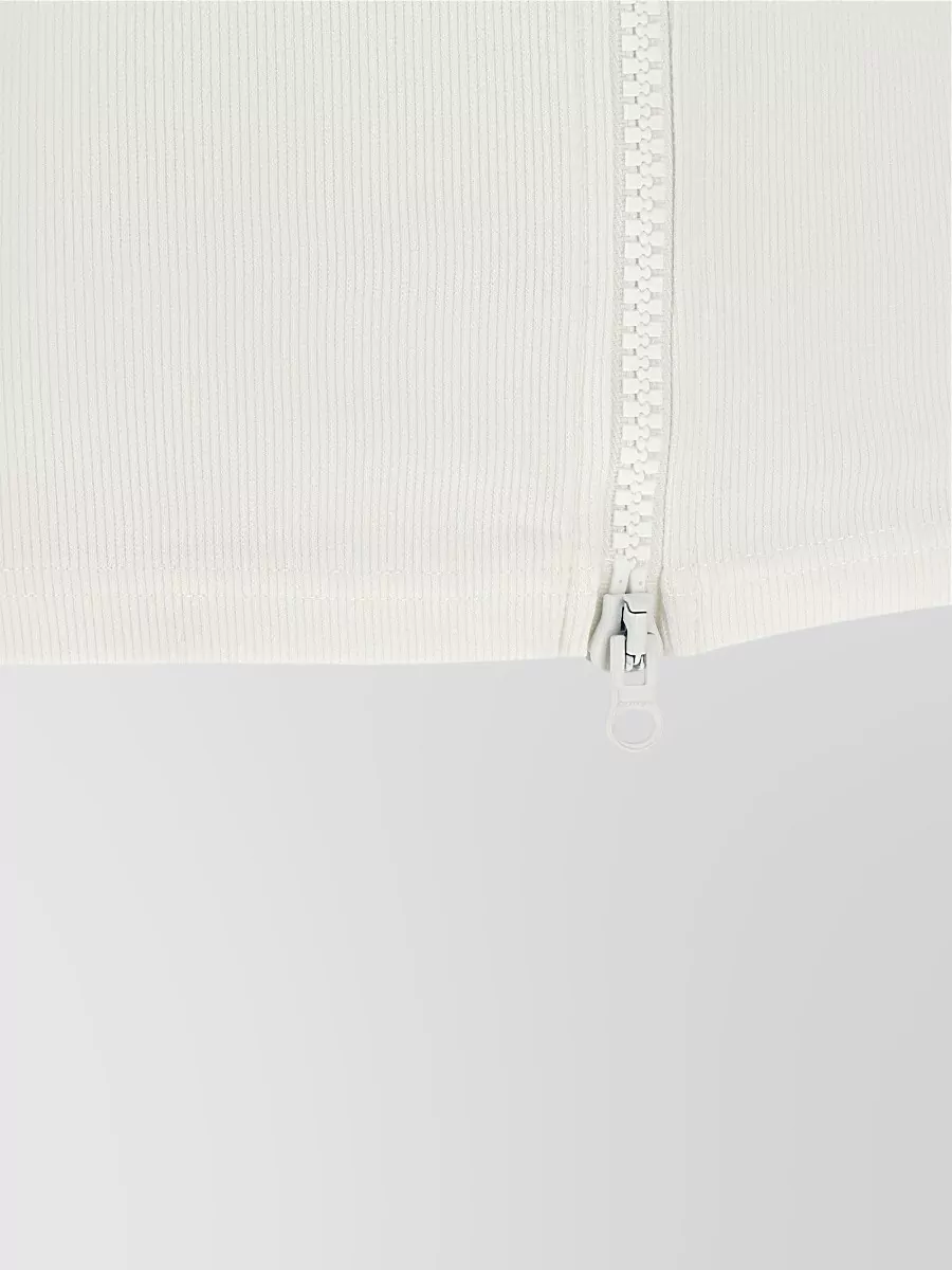 Courrèges Ribbed Square Neck Zip-Front Tank Top
