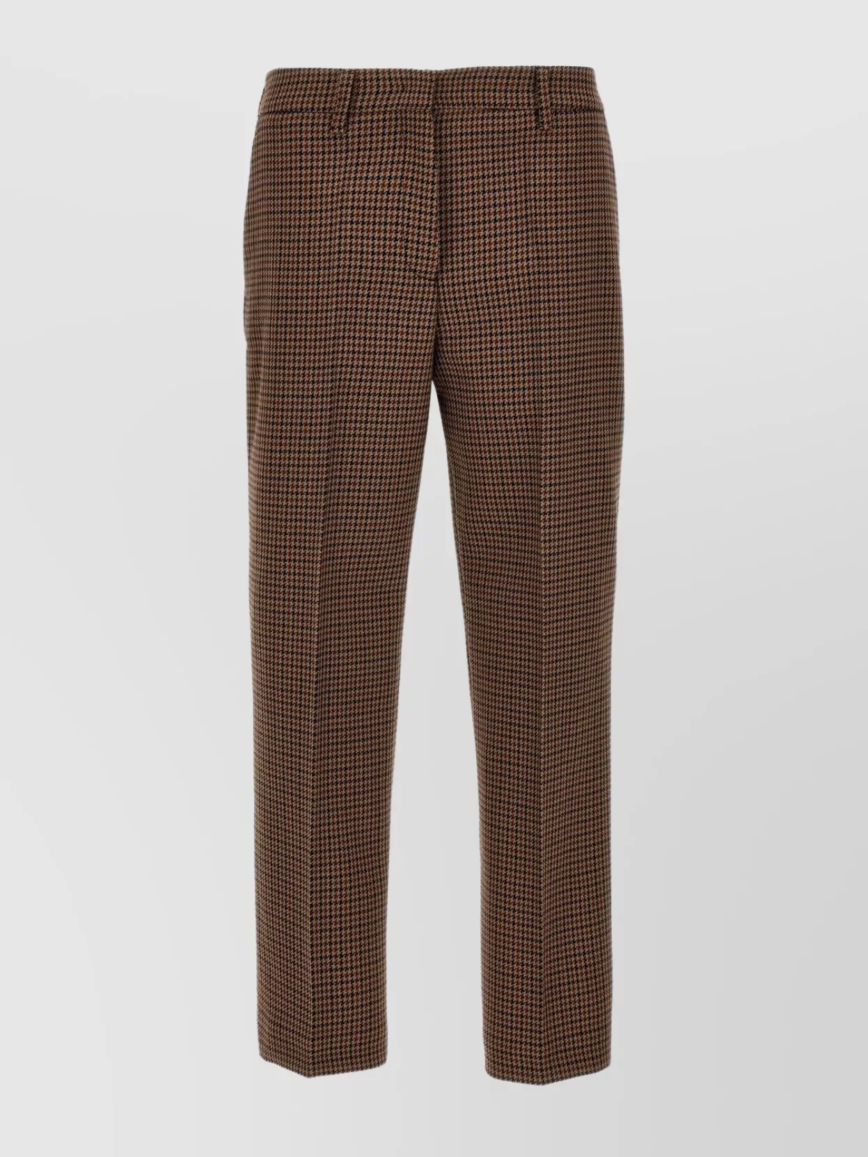 Prada Trousers With Houndstooth Pattern And Pockets In Brown