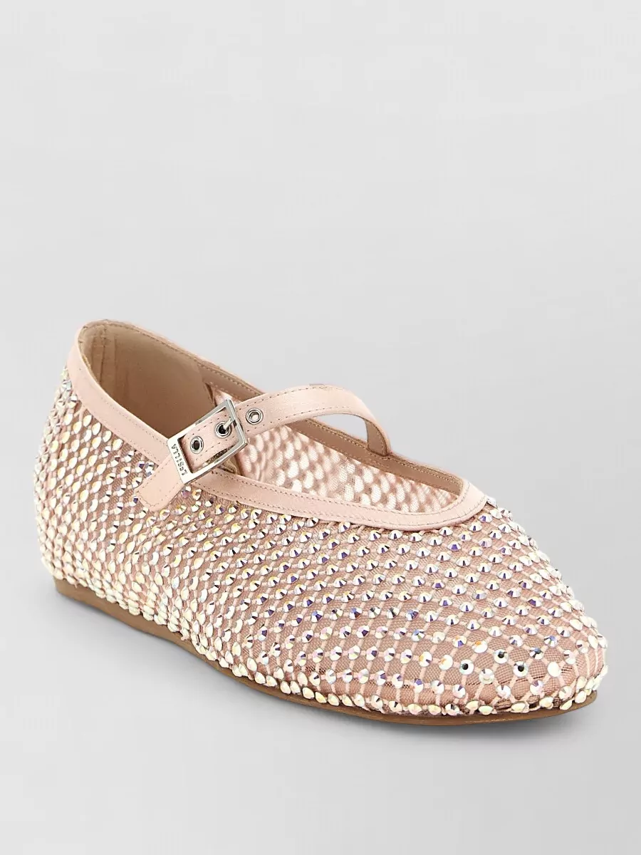 Le Silla Crystal-Embellished Mesh Mary Jane Ballerina Shoes