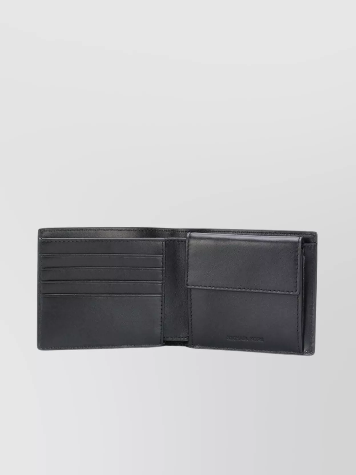 Shop Michael Kors Textured Logo Wallet Coin Pocket In Black