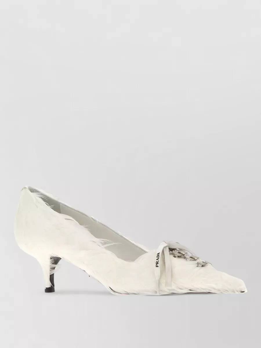 Prada Embellished Satin Ballerina Shoes