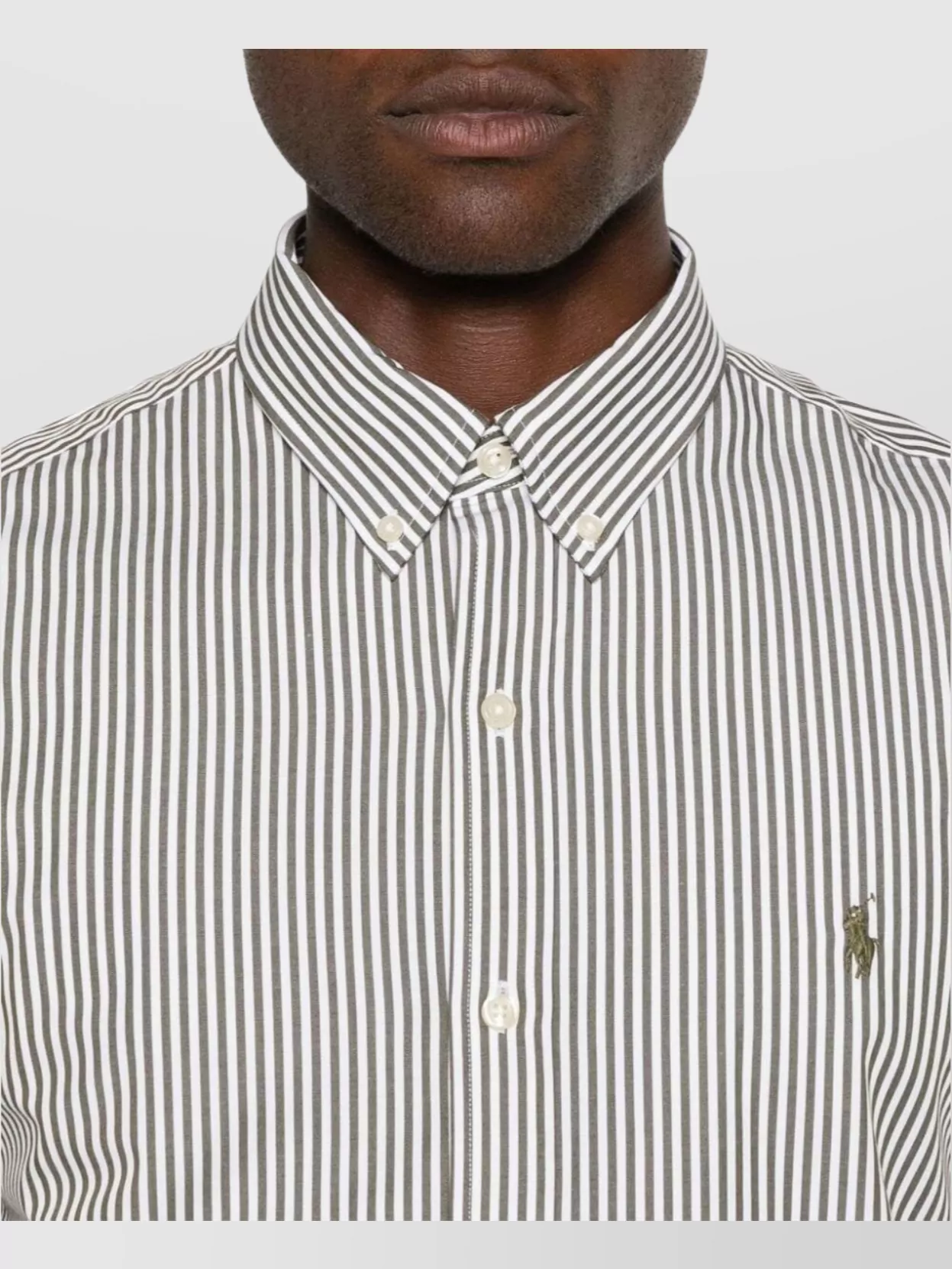 Ralph Lauren Striped Cotton Blend Shirt With Curved Hem