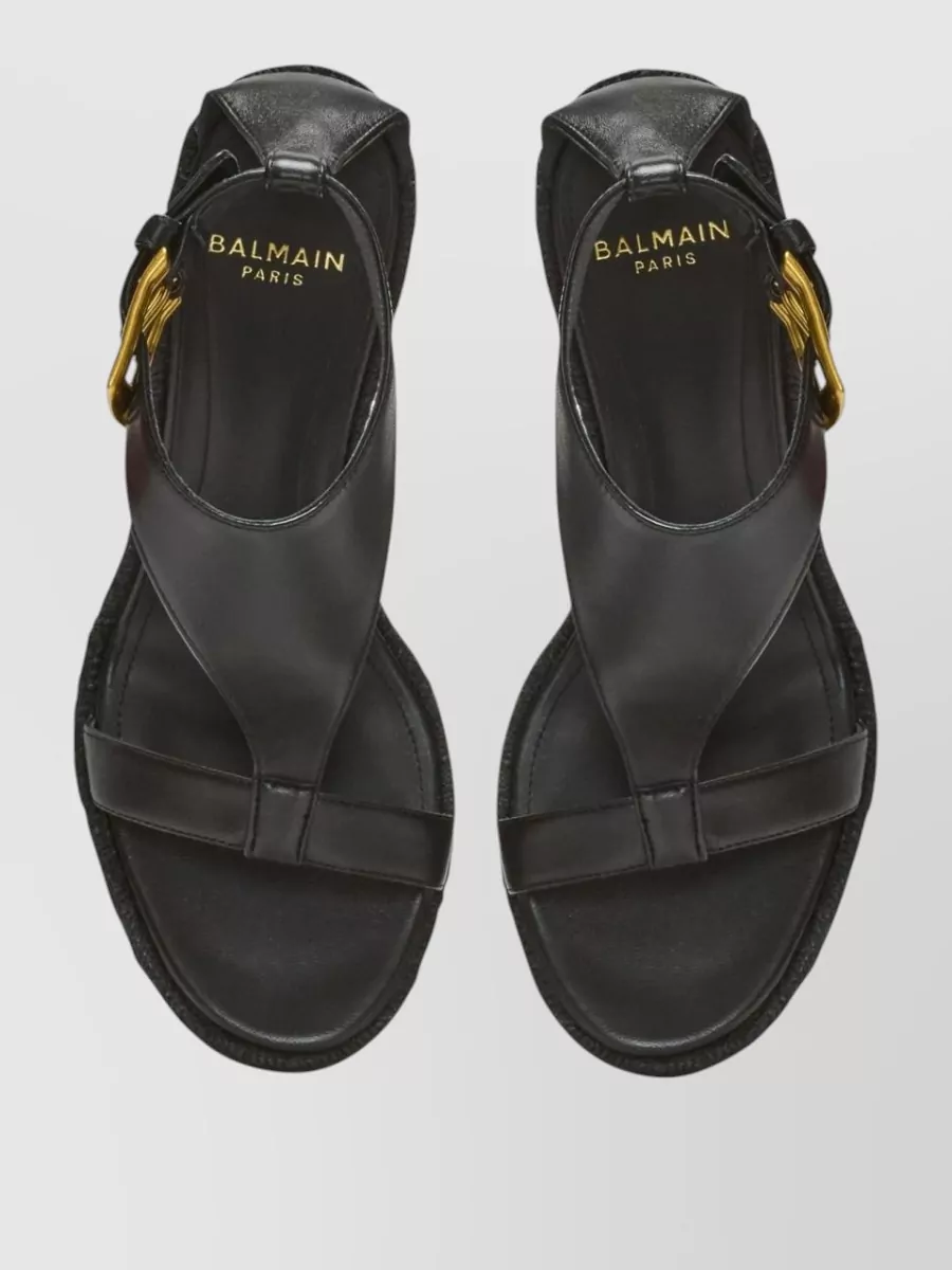 Balmain Sandals Ankle Strap Leather Upper Nylon