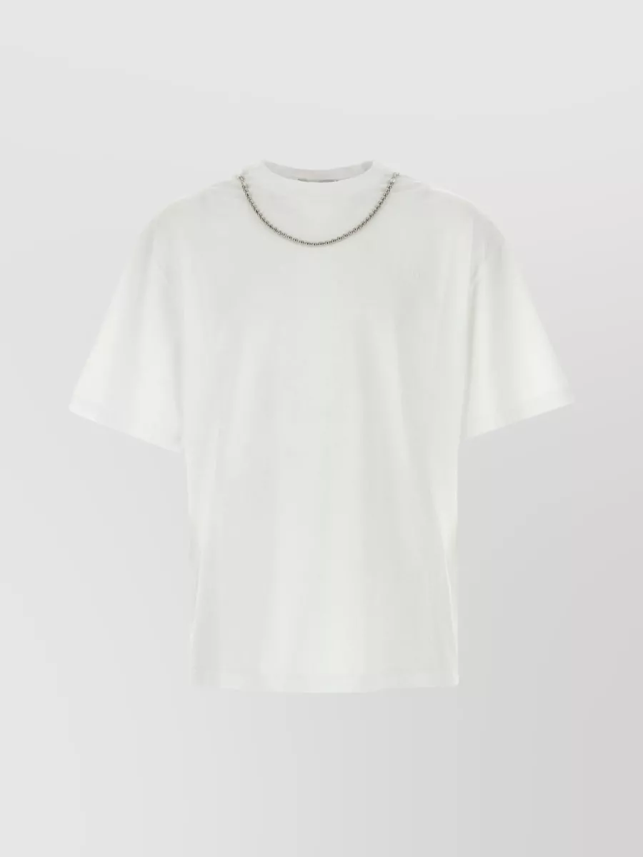 Shop Ambush Ballchain Cotton Crew-neck T-shirt With Metal Chain Detail In Cream