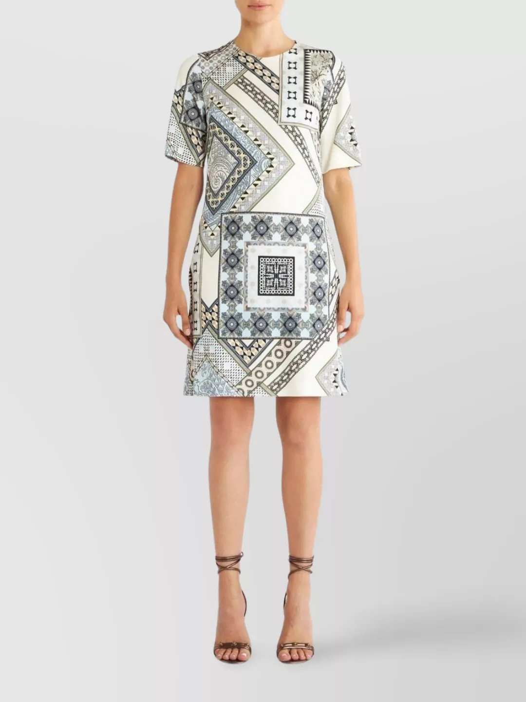 Etro Geometric Pattern Knee-Length Dress With Short Sleeves