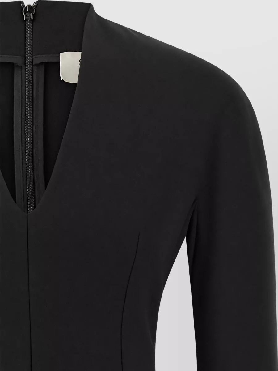 Sportmax Viscose-Blend V-Neck Long-Sleeve Mini Dress