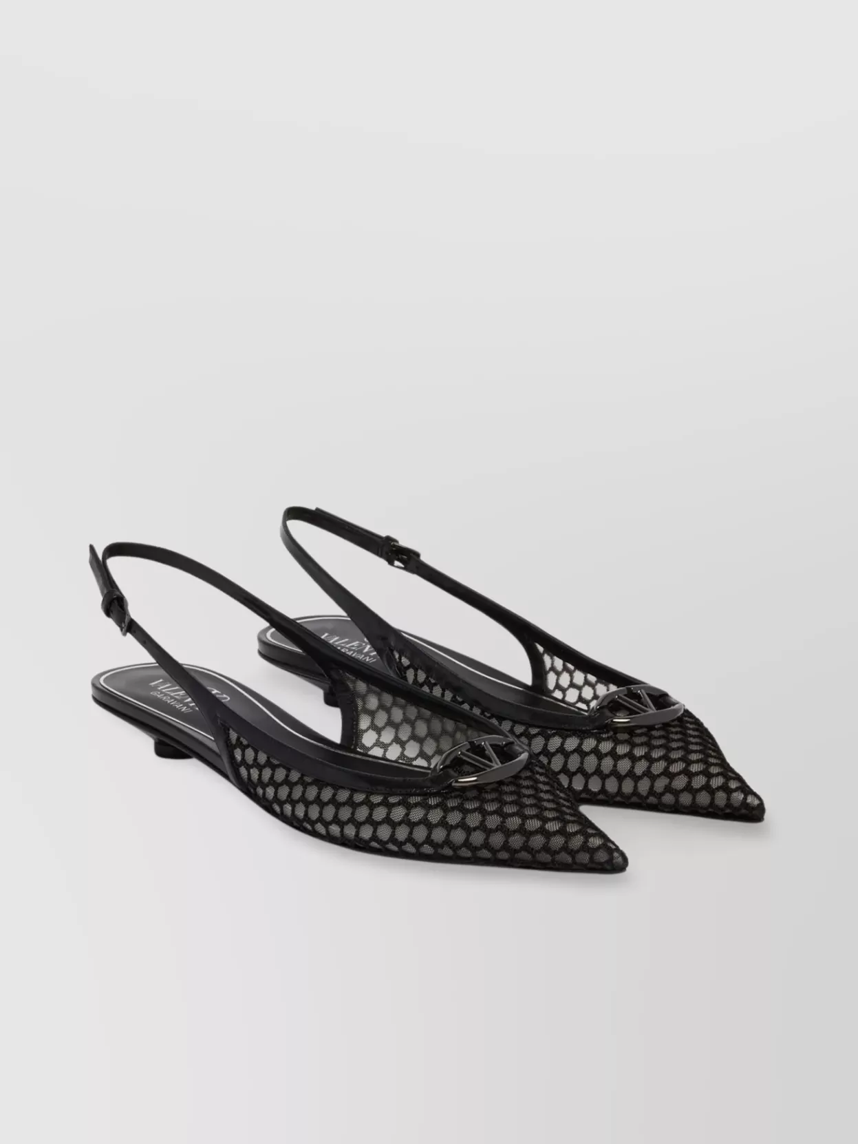 Valentino Garavani Leather Pointed Slingback Ballet Flats 20 Mm
