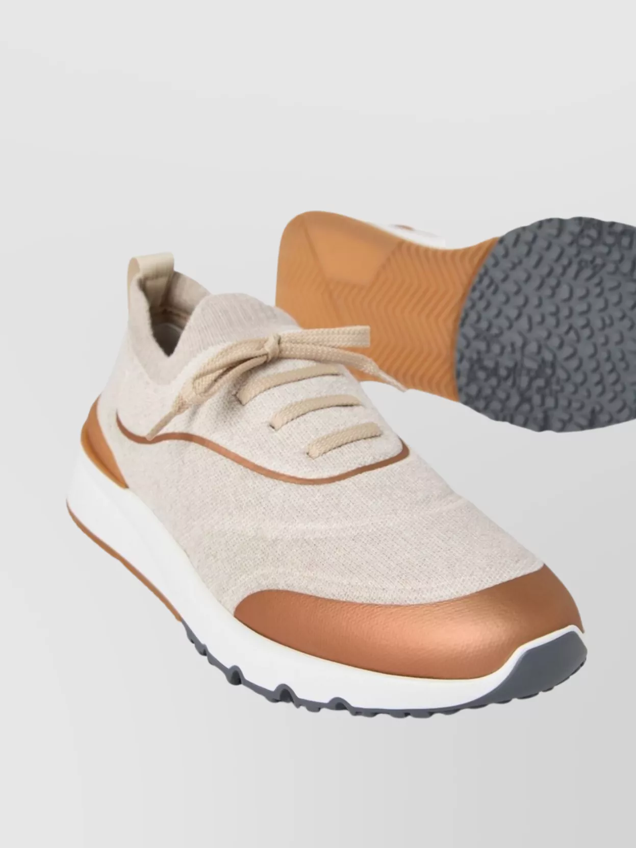 Brunello Cucinelli Canvas Sneakers With Contrasting Toe Cap