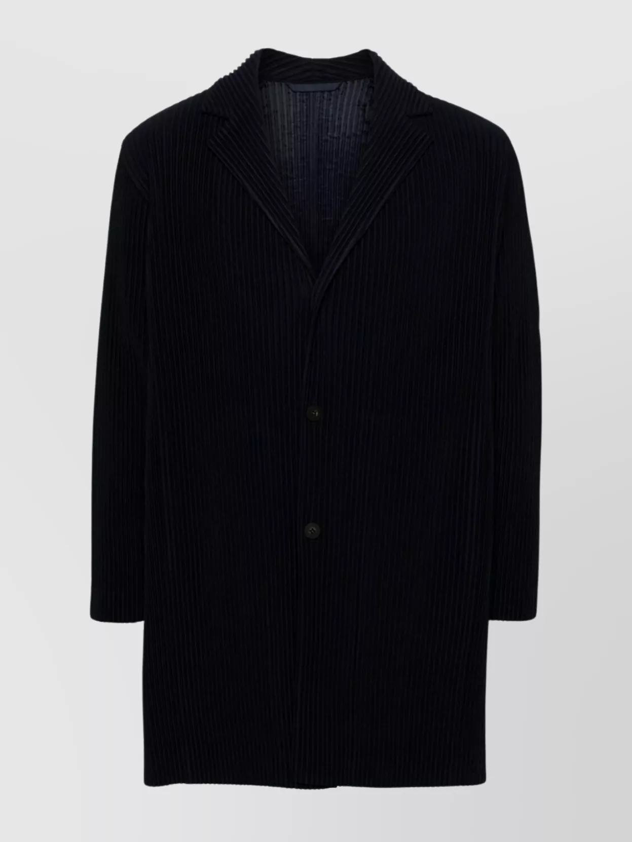Homme Plisse Issey Miyake Longline Notch Lapel Ribbed Coat
