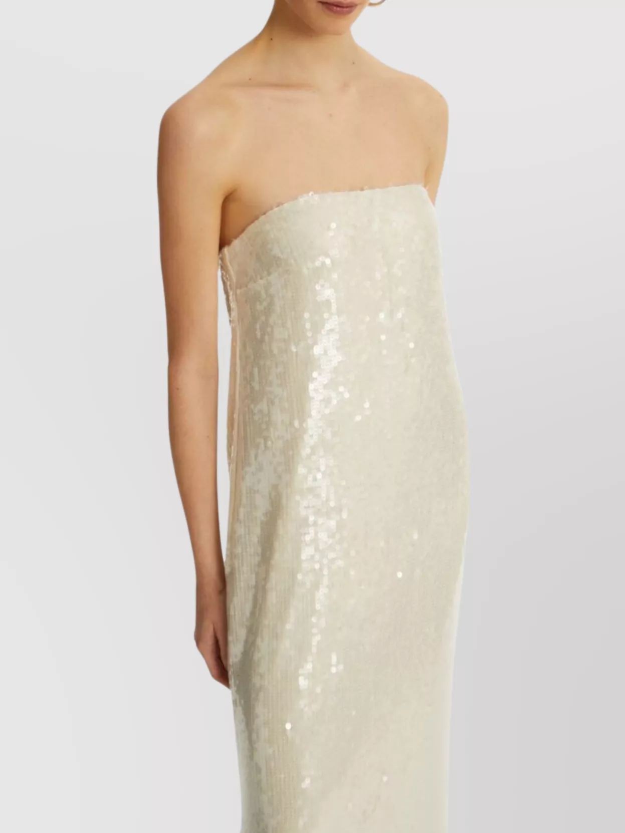 Rotate Strapless Sequin Embellished Floor-Length Dress With Back Slit
