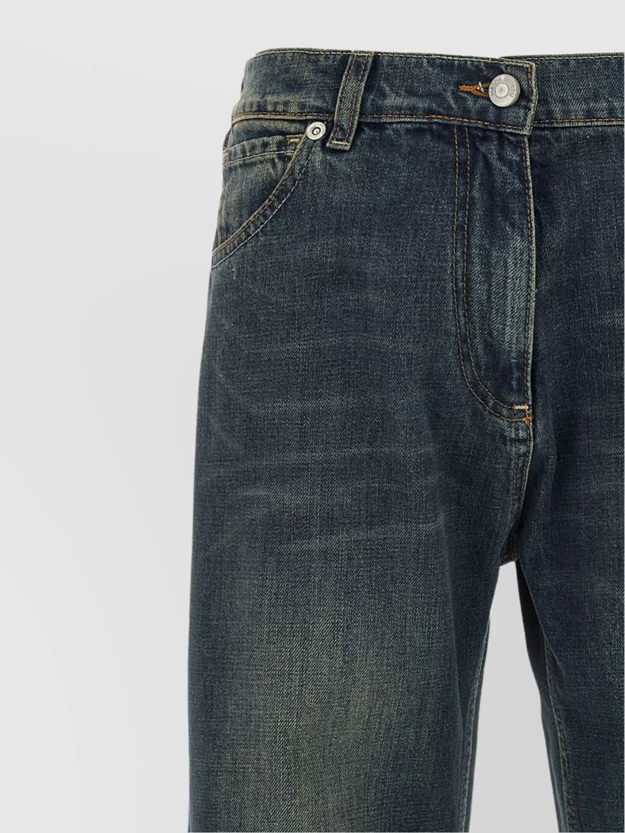 Magda Butrym '09' Faded Effect Denim Trousers With Belt Loops