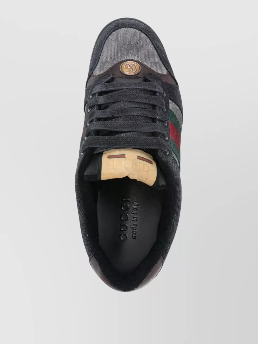 Gucci Round Toe Sneakers Featuring Rubber Sole And Stripes