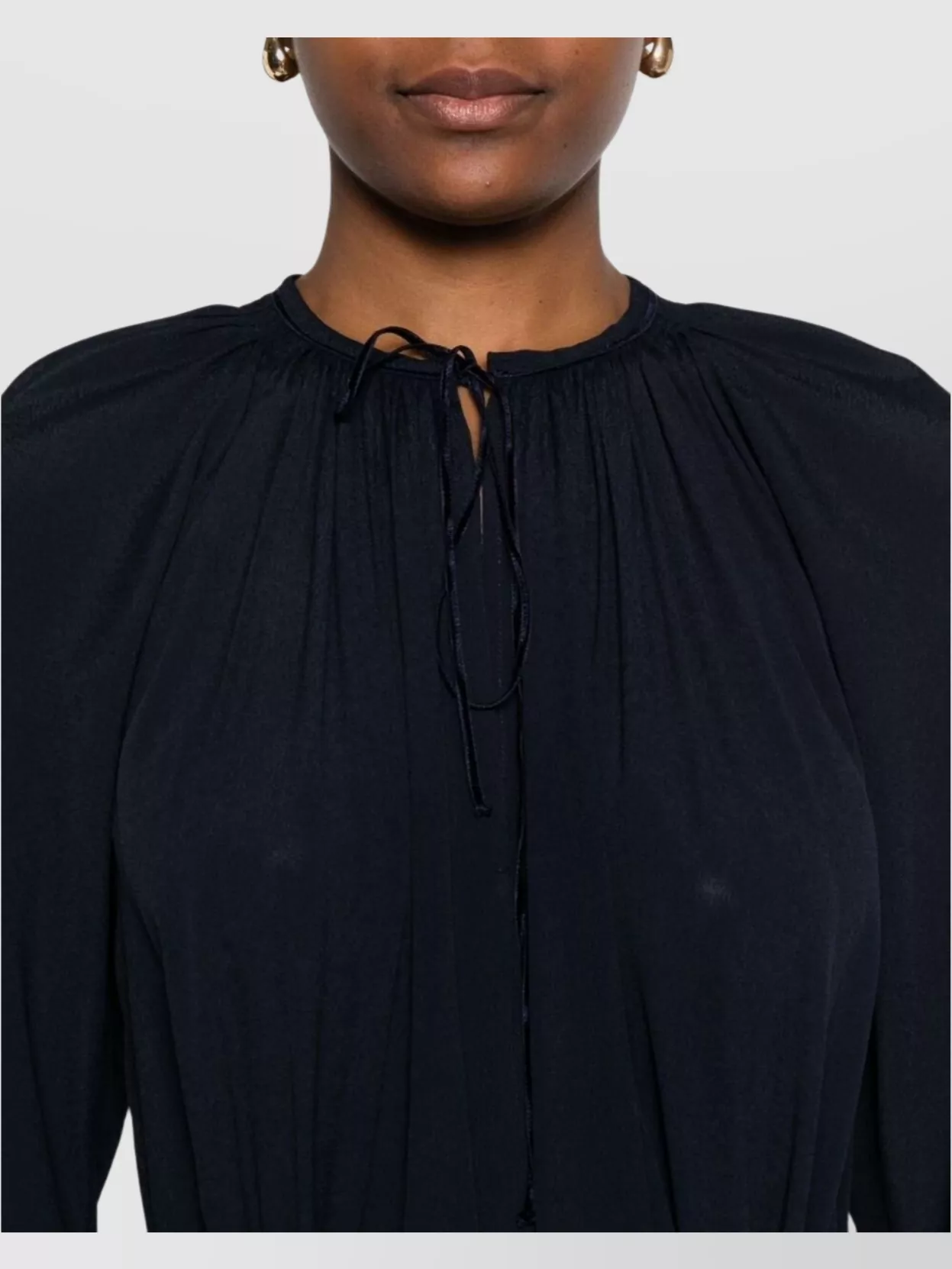 Forte Forte Long Dress With A-Line Skirt And Tie Neck