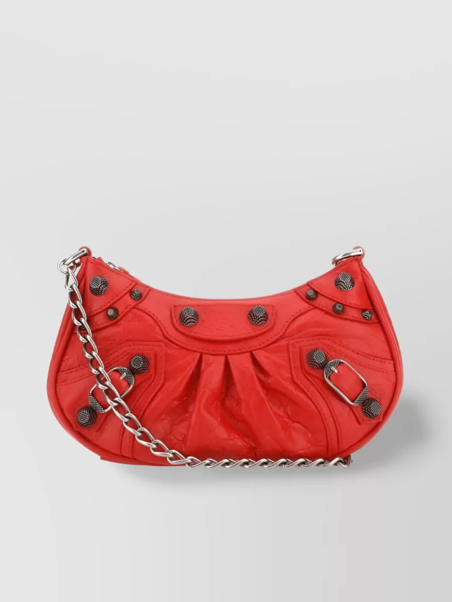 Shop Balenciaga Le Cagole Cracked Texture Lambskin Mini Shoulder Bag In Red