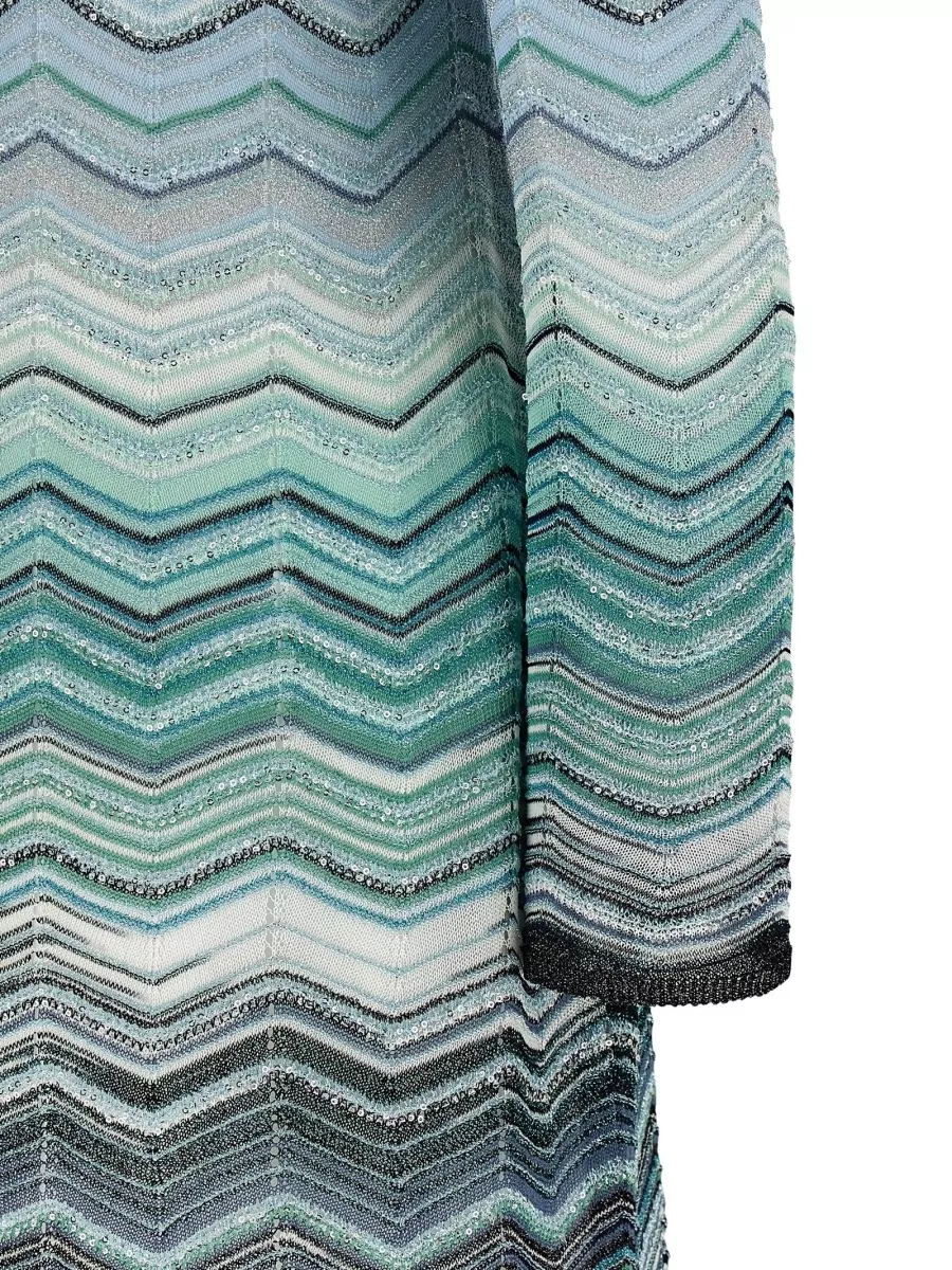 Missoni Chevron Knit Dress Long Sleeves Scoop Neckline