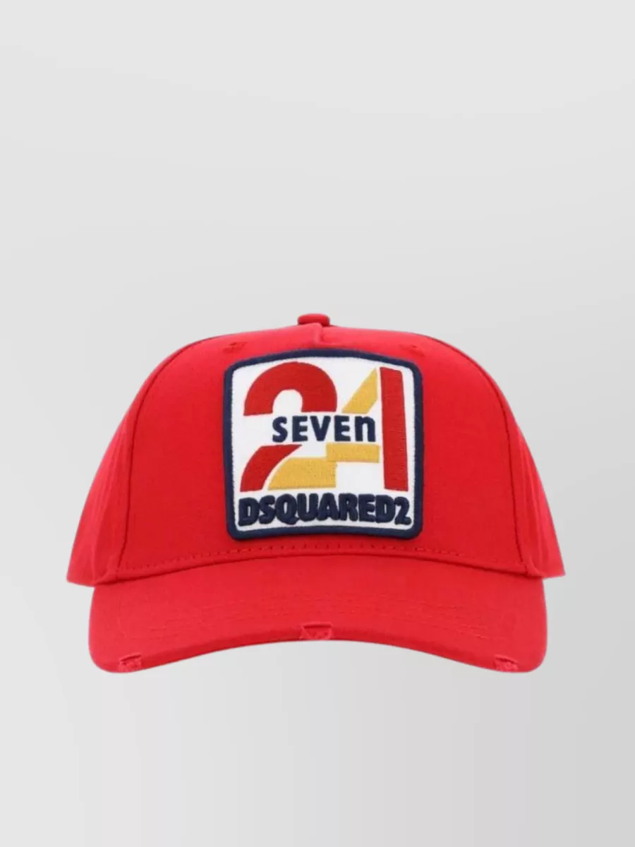 Shop Dsquared2 Curved Brim Cotton Baseball Cap In Red
