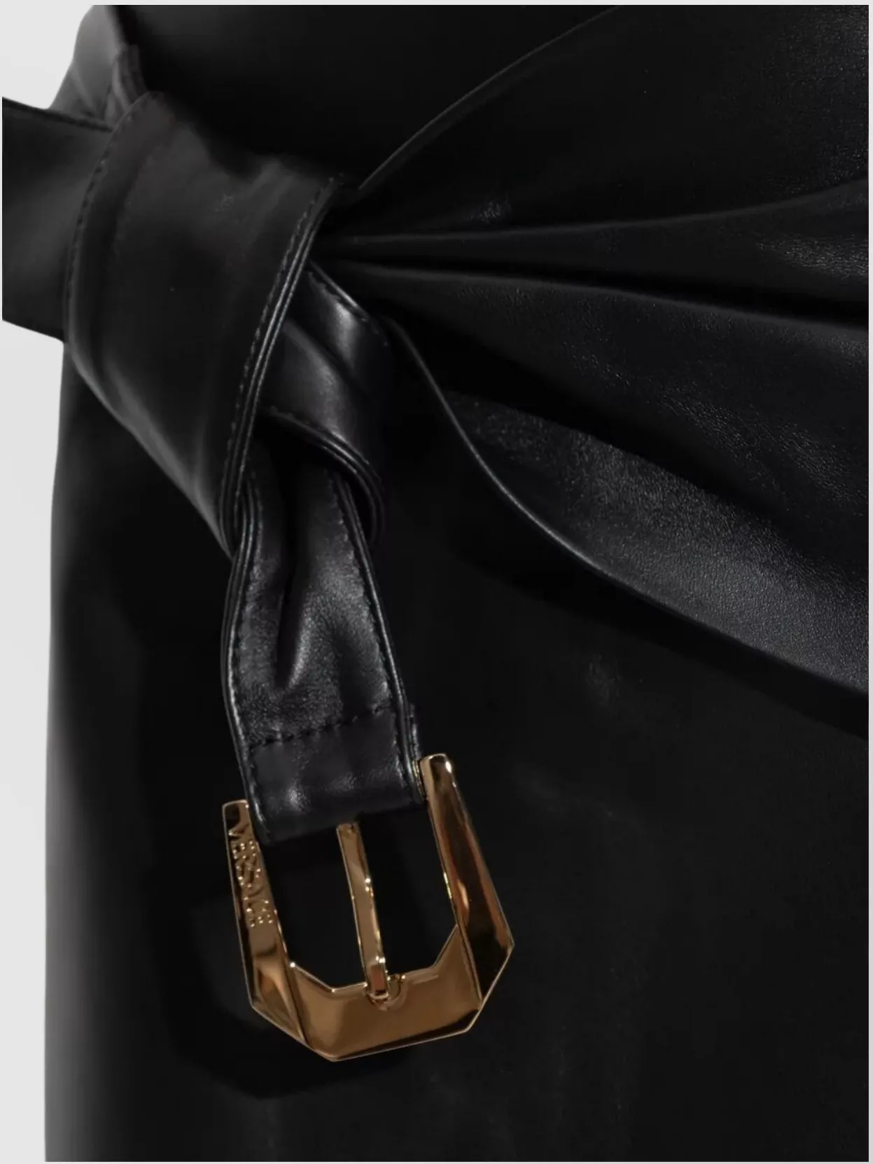 Versace High Waist Twisted Leather Skirt With Buckle
