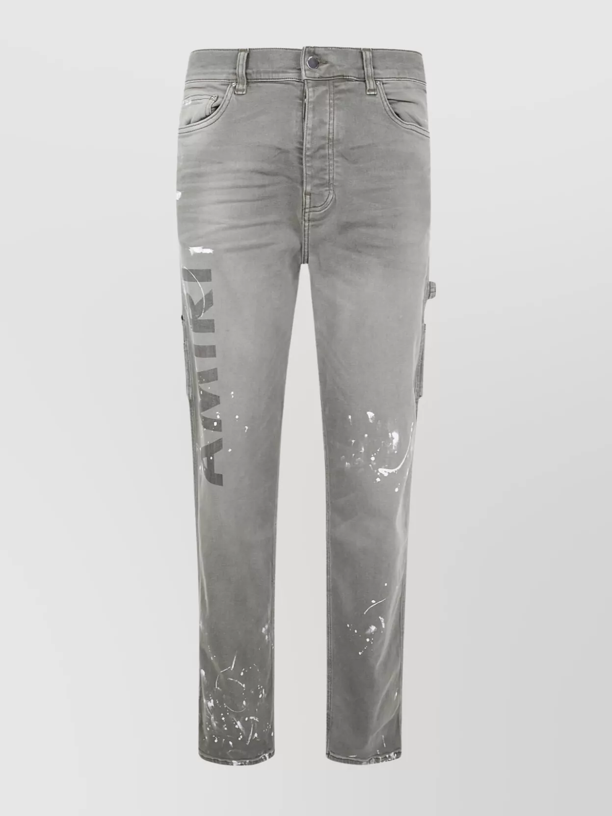 Amiri Stencil Slim Jeans With Belt Loops And Cargo Pockets