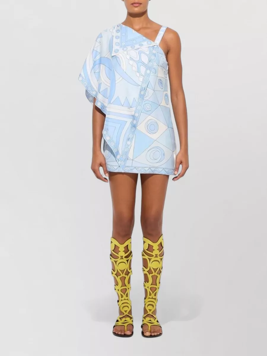 Pucci Silk Asymmetric Printed Mini Dress