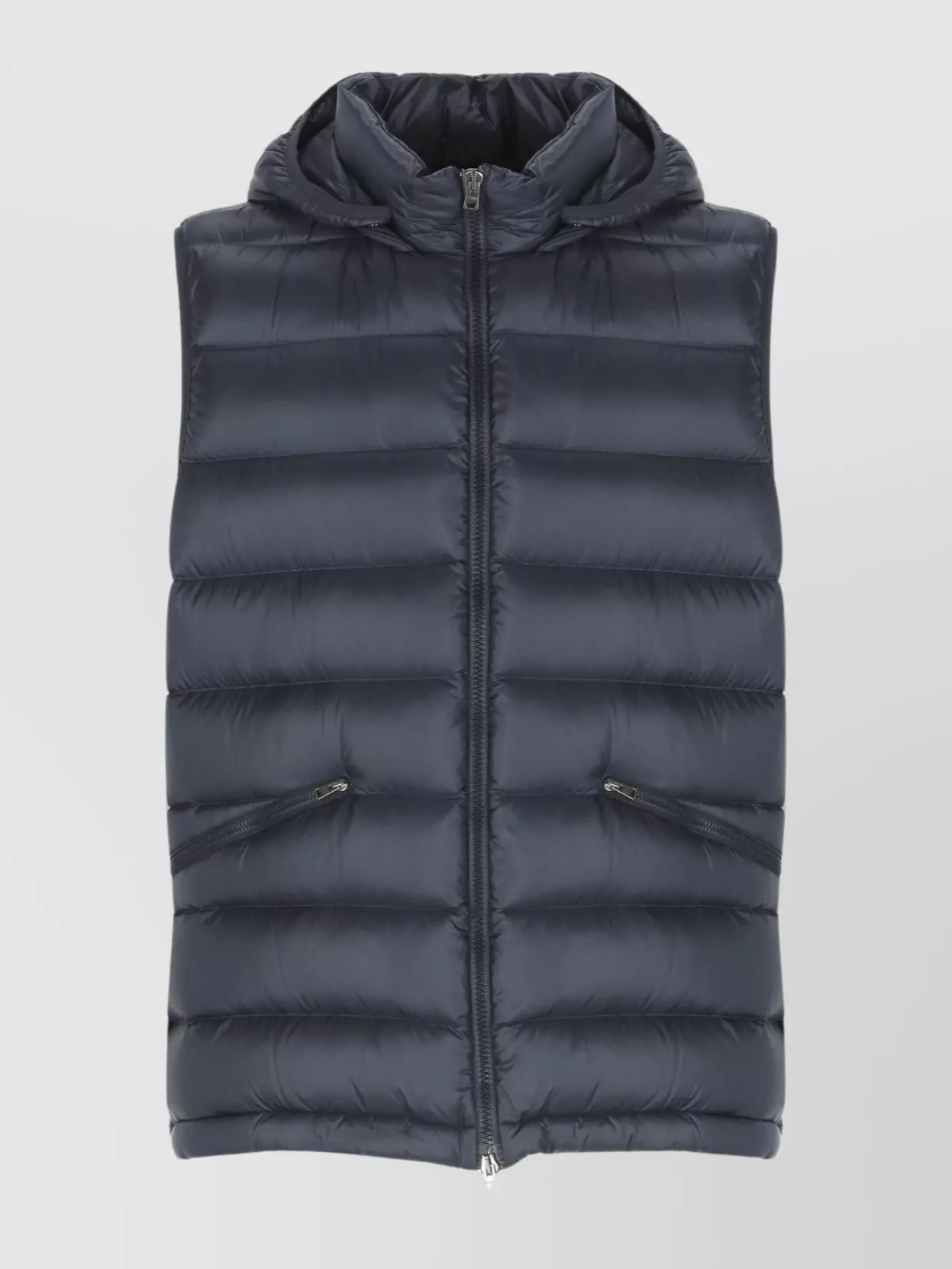 Herno Quilted Hooded Sleeveless Vest Pockets In Blue