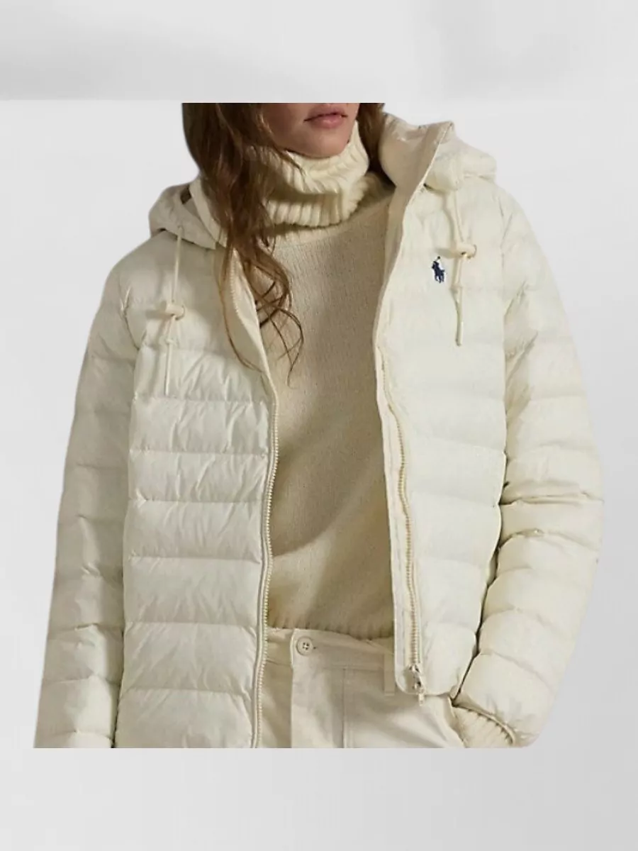 Ralph Lauren Hooded Quilted Coat Ribbed Cuffs Pockets