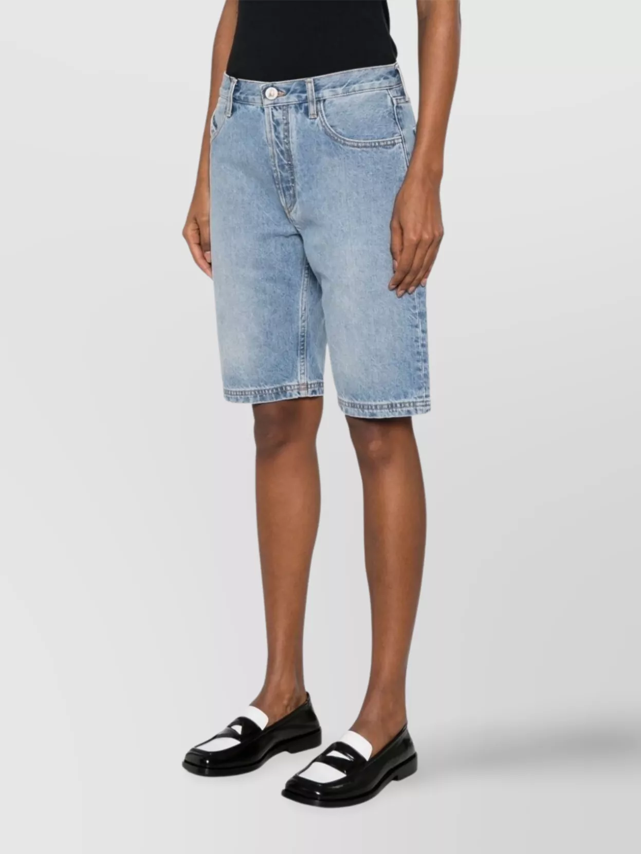 Attico Denim Shorts With Belt Loops