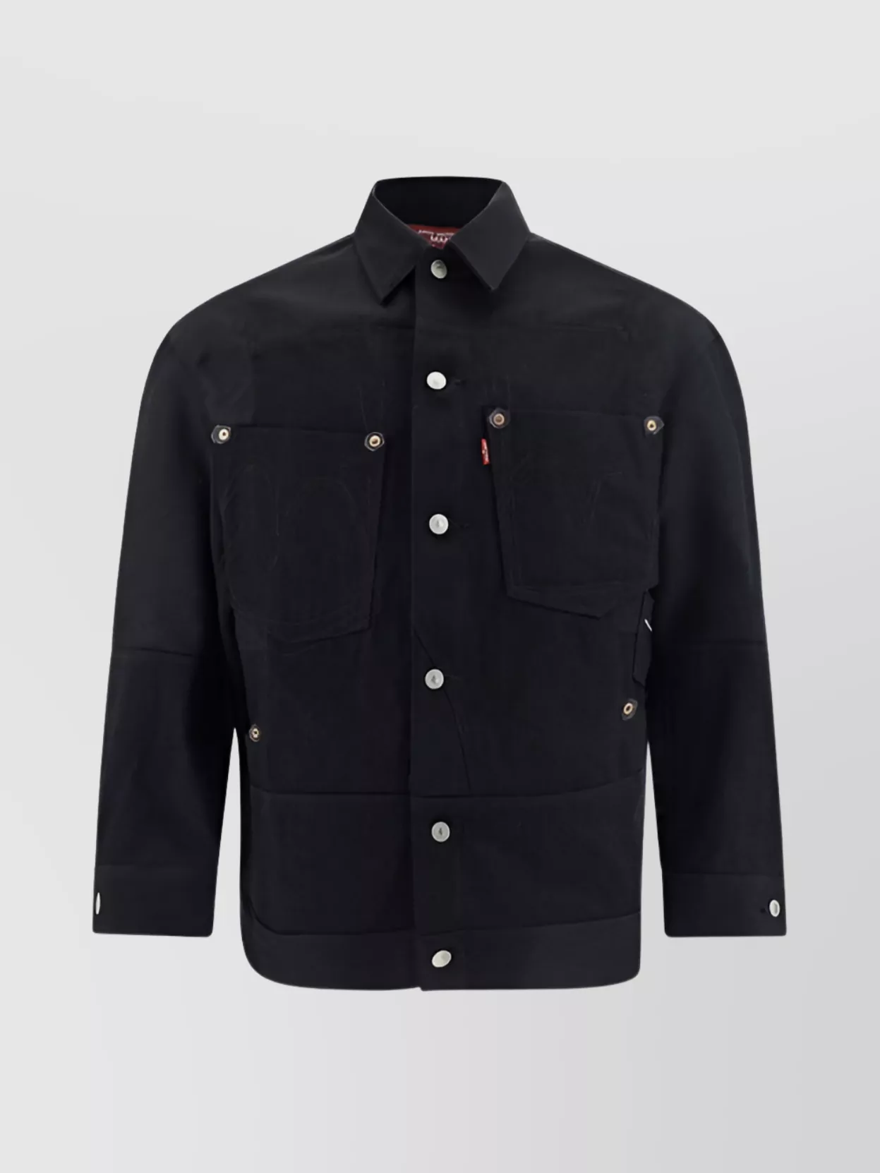 Junya Watanabe Adjustable Waist Tabs Cotton Jacket Side Pockets In Black