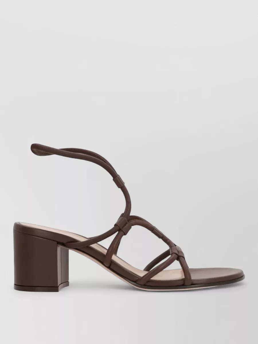 Gianvito Rossi Leather Sandals Block Heel Round Toe Straps