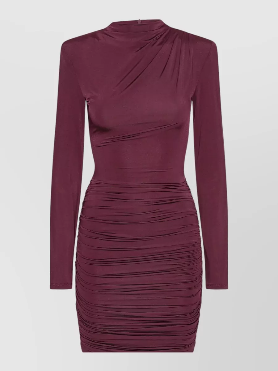 Rotate Draped long-sleeve mini dress