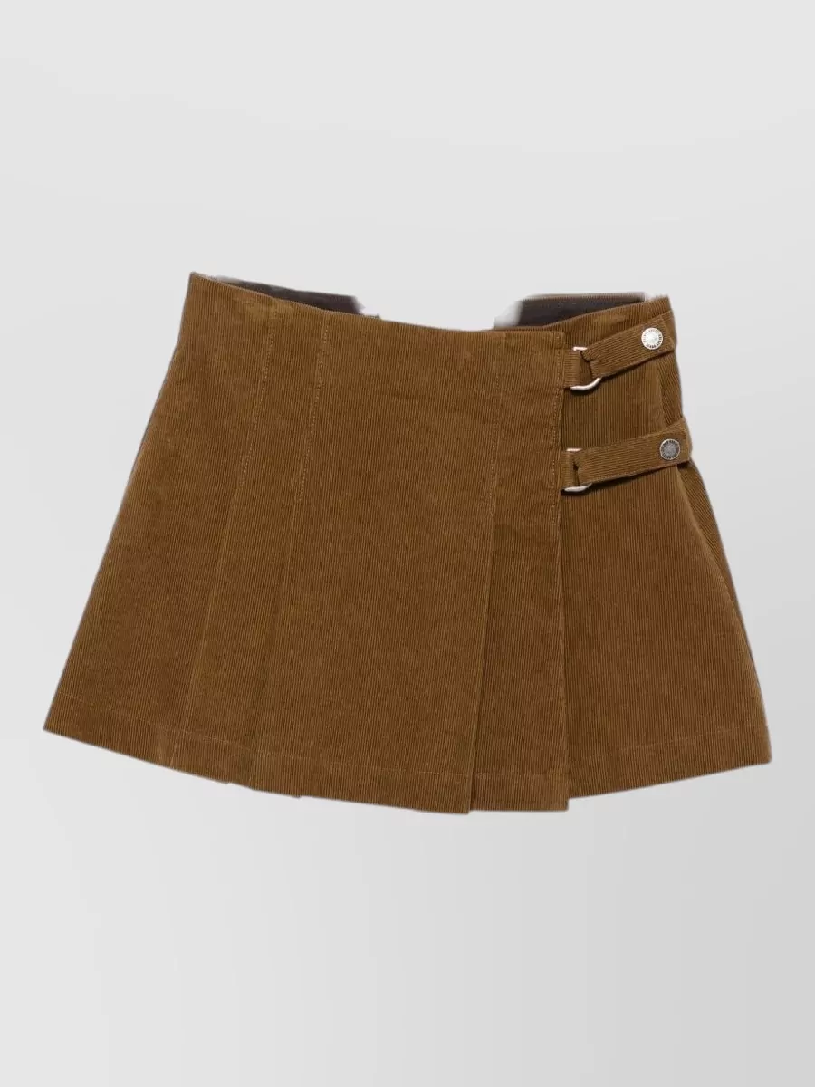 Golden Goose Cotton Corduroy Pleated Mini Skirt