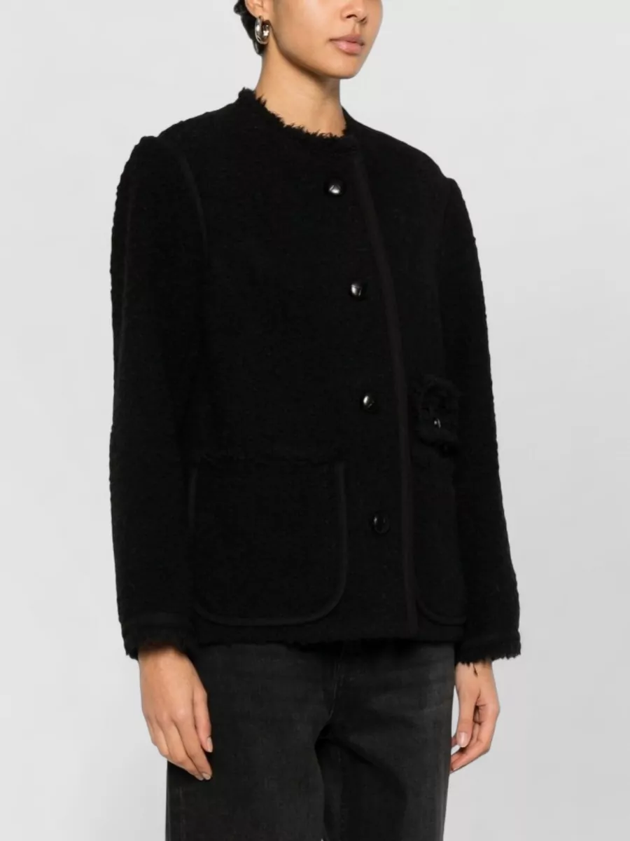 Isabel Marant Maylin Wool Blend Jacket Frayed Edges Pockets