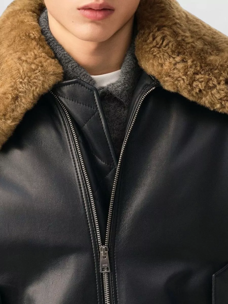 Ami Paris Leather Blazer