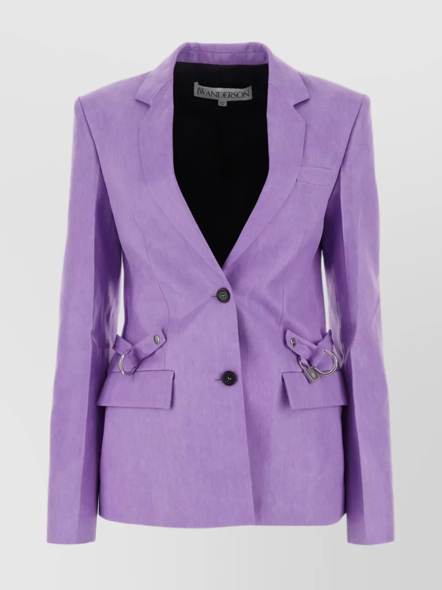 Shop Jw Anderson Back Slit Tailored Jacquard Blazer In Purple