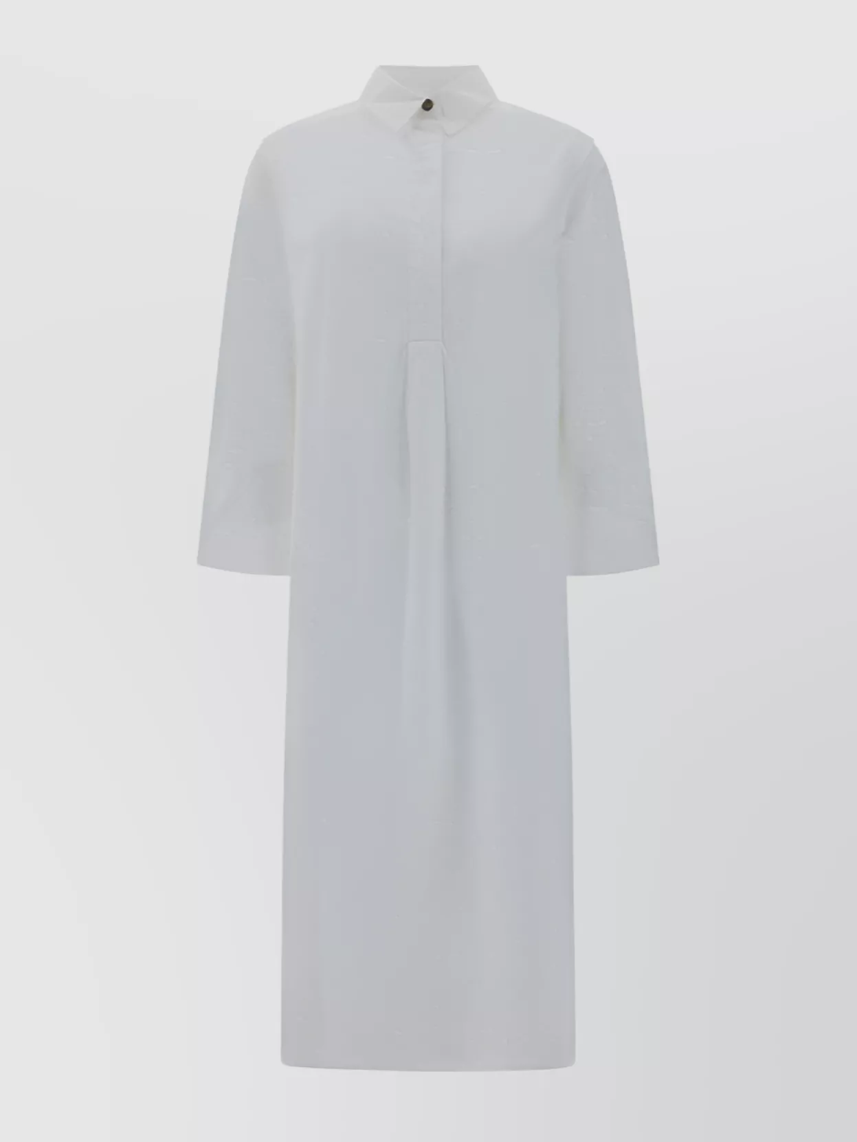 Ganni Oversized Cotton Shirt Dress With 3/4 Sleeves In White