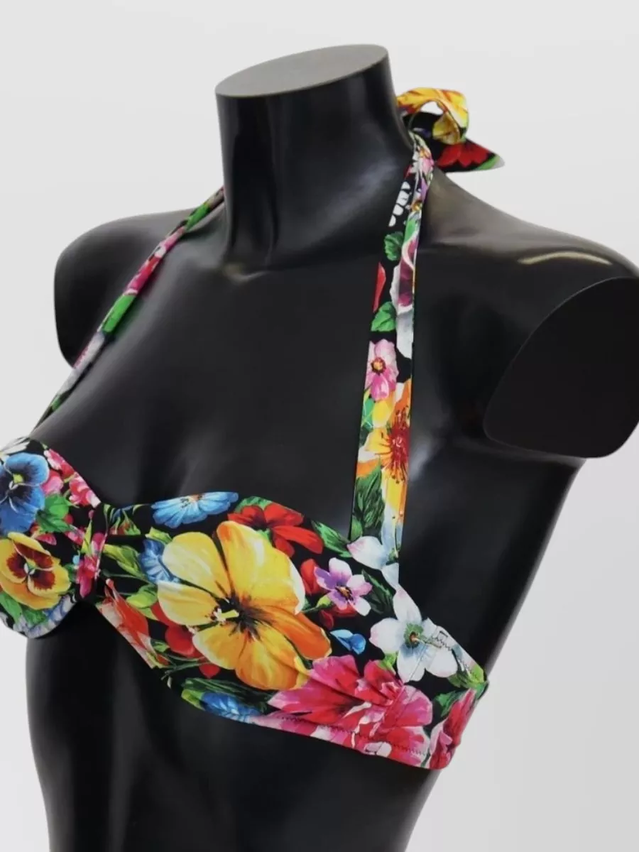 Dolce&Gabbana Floral-Print Halterneck Bandeau Bikini Top