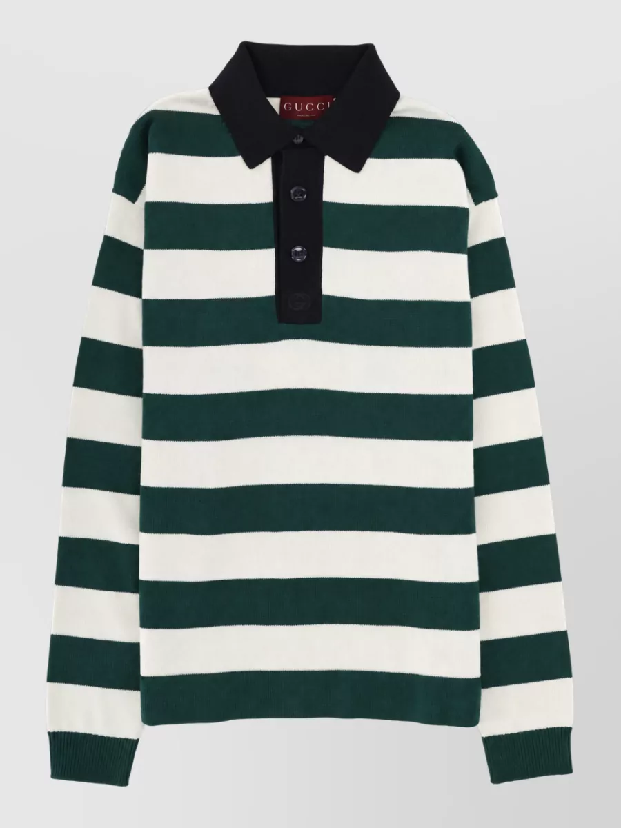 Gucci Silk Knit Polo Shirt Striped Design