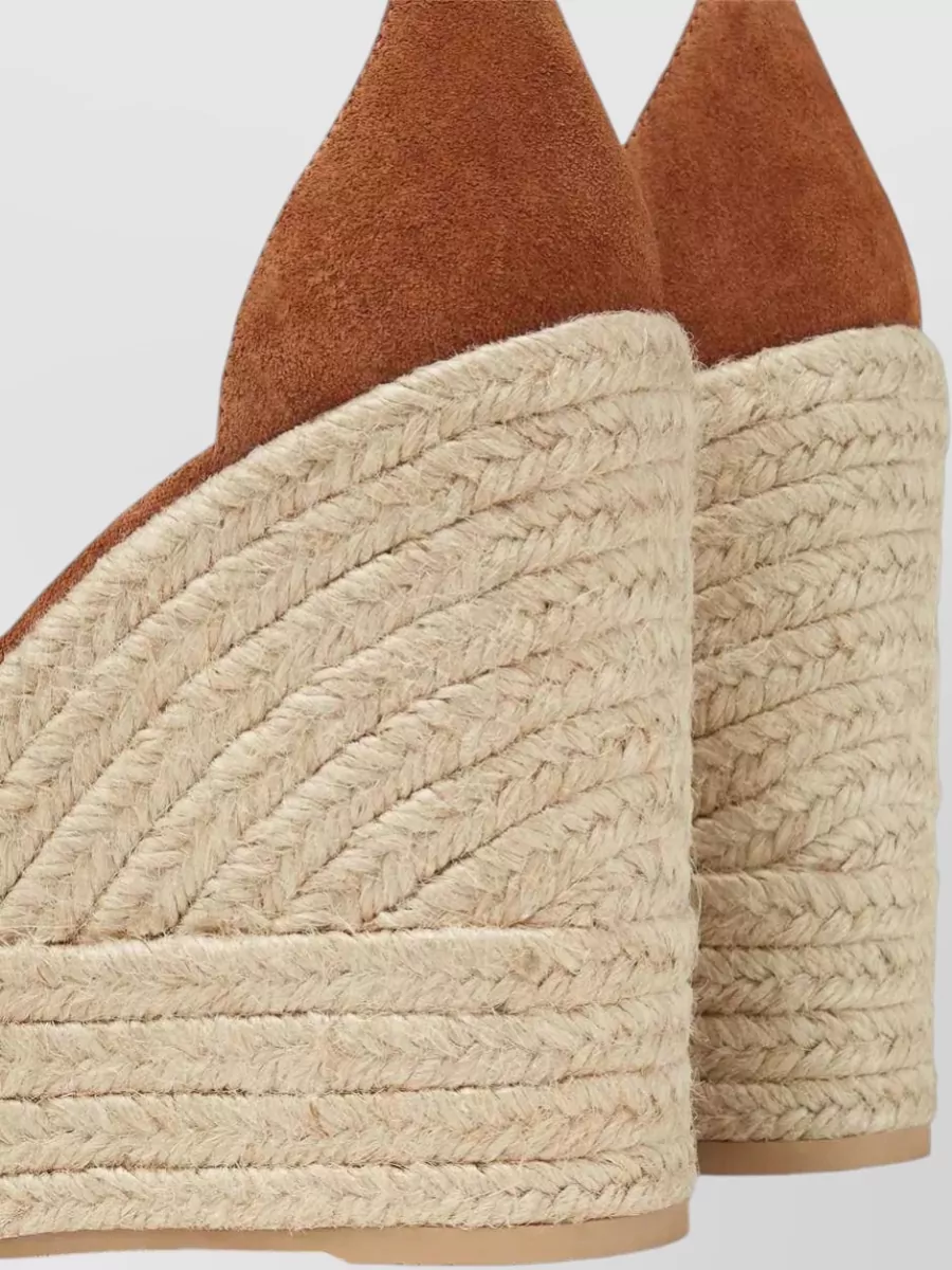 Versace Leather Wedge Espadrille Sandals