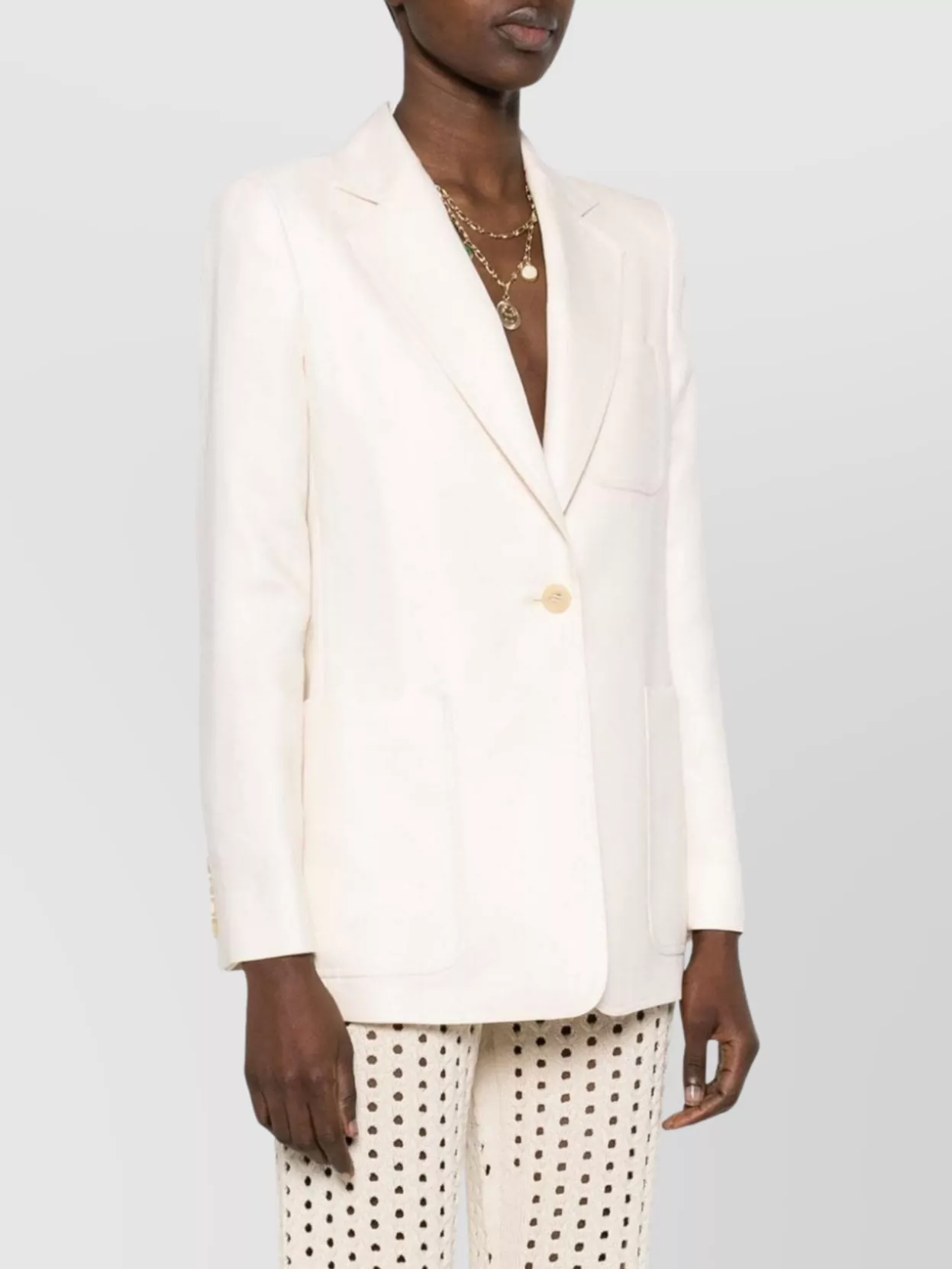 Max Mara Linen Single-breasted Blazer Jacket In White