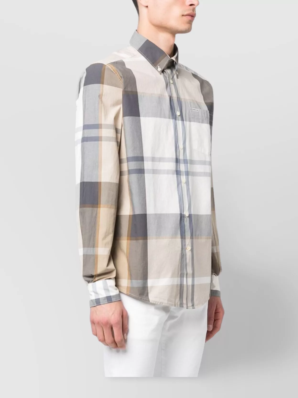 Shop Barbour Tailored Shirt Featuring Plaid Pattern And Pockets In White