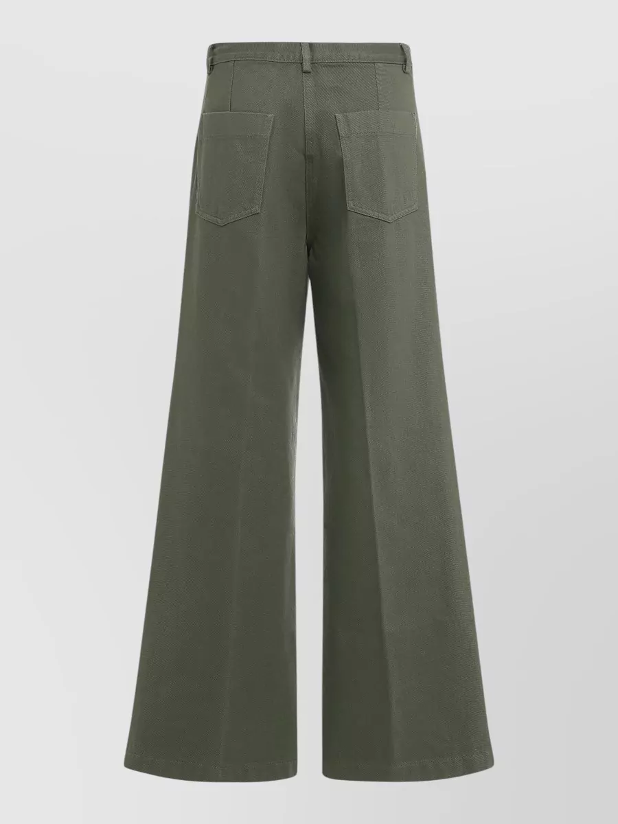 Aspesi Cotton High Waist Wide Leg Trousers In Gray