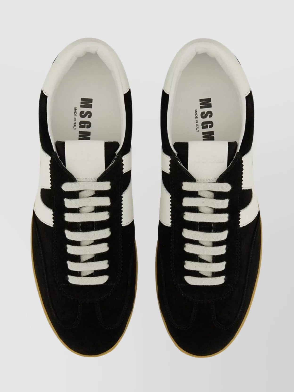 Msgm Round Toe Low-top Sneaker With Contrast Panels