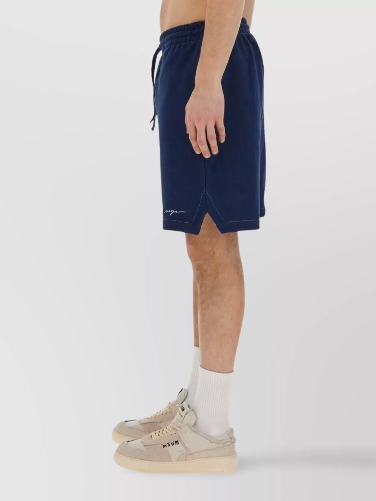Msgm Logo Embroidered Knee Length Bermuda Shorts