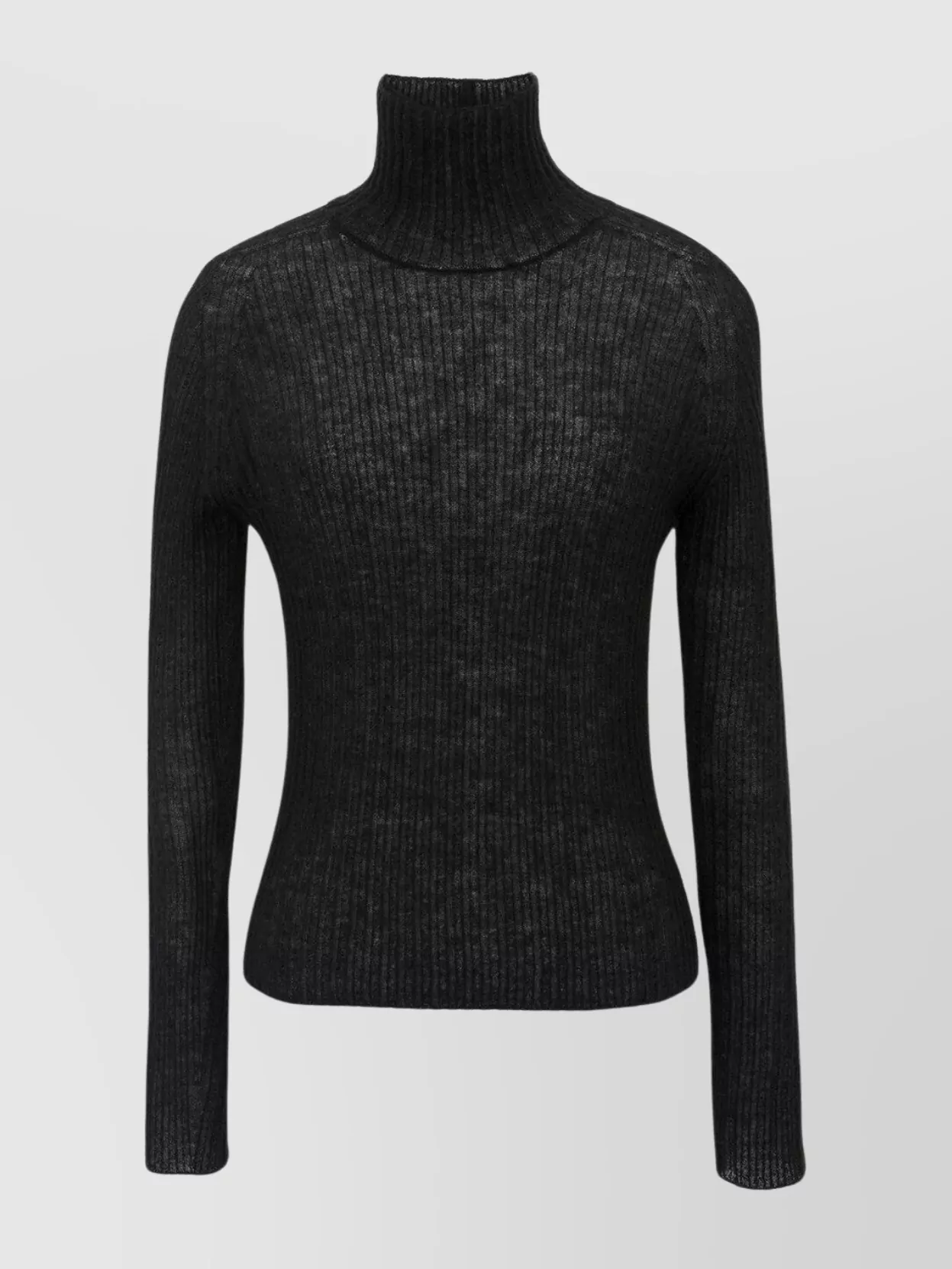 Shop Saint Laurent Ribbed Knit Turtleneck Top In Black