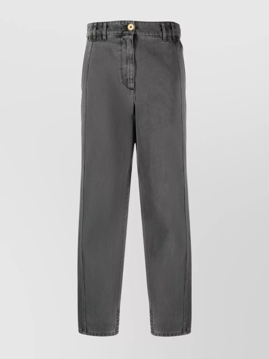 Shop Patou Organic Cotton Straight-leg Trousers With Belt Loops In Grey