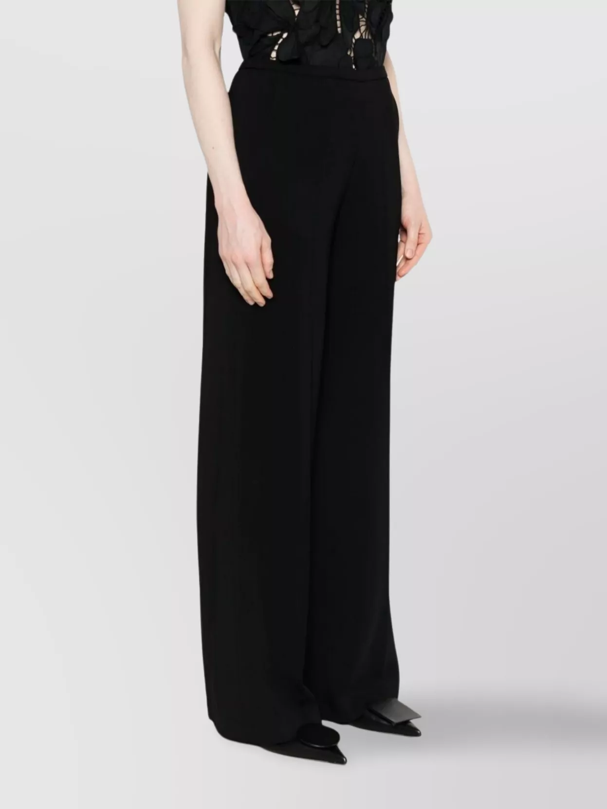 Shop Forte Forte Straight Leg Trousers Elastic Waistband
