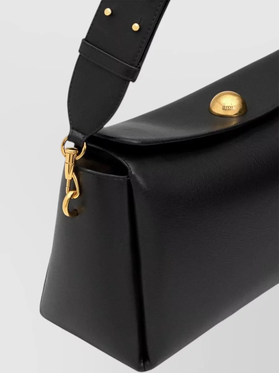 Ami Paris Leather Shoulder Clutch Bag