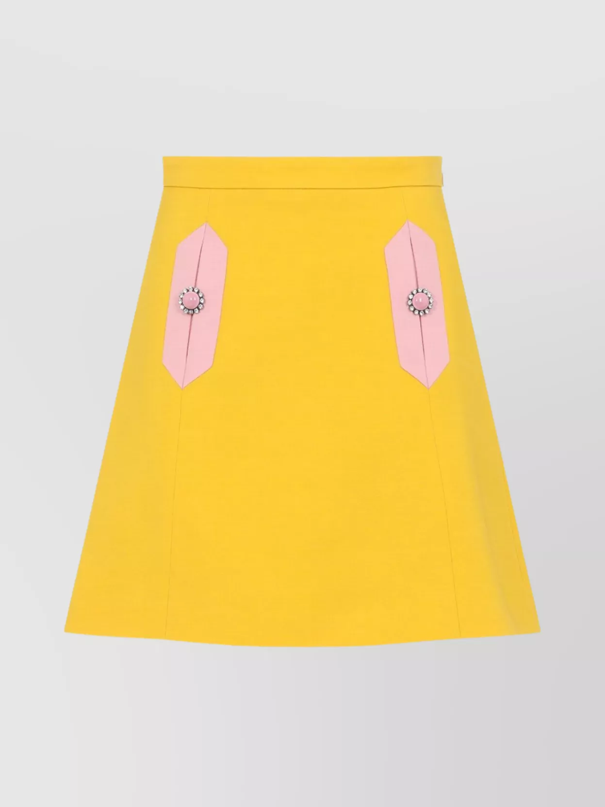 Valentino Contrast Seamed Short Wool Skirt